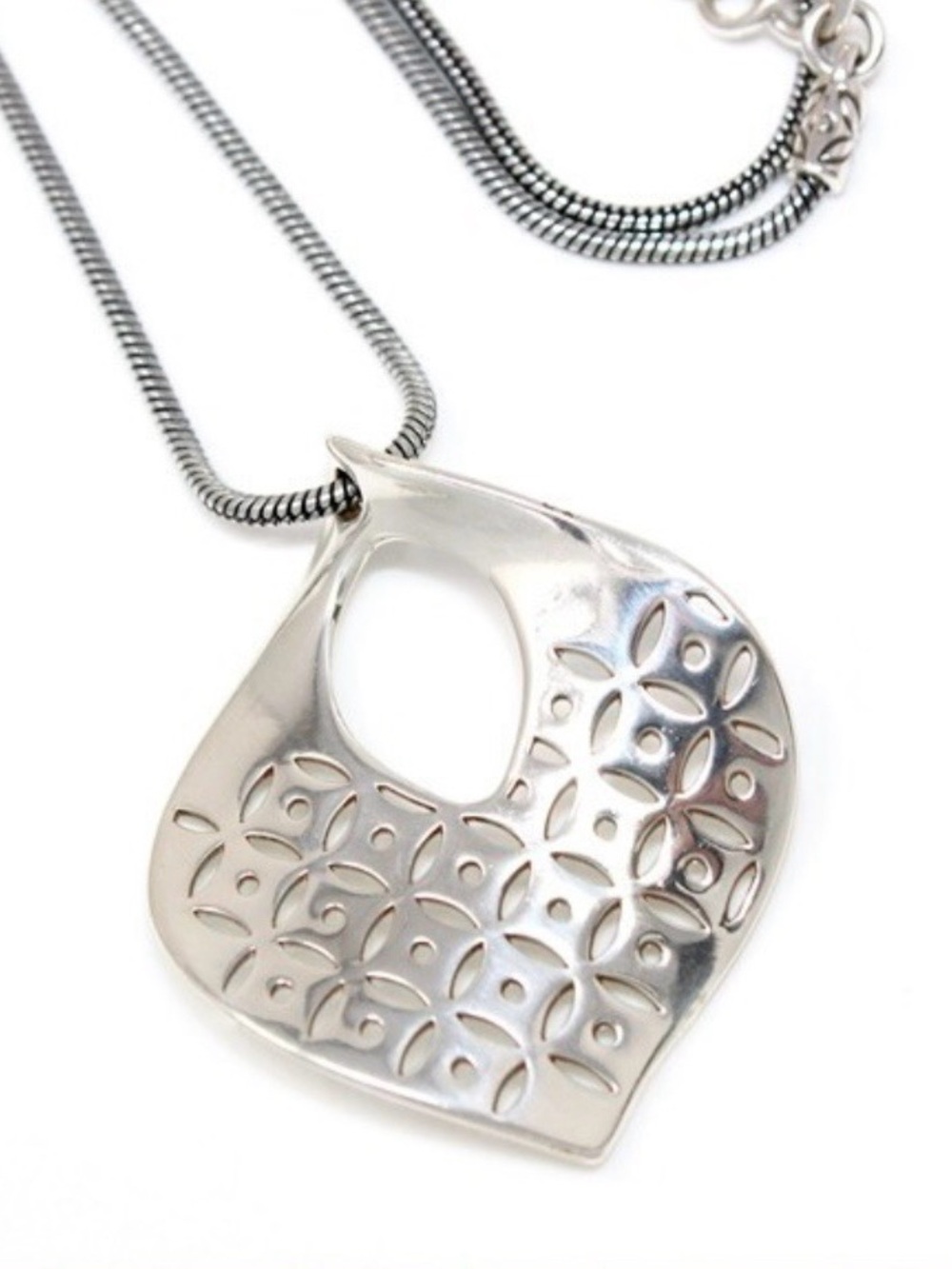Brighton silver Geo Twirl necklace featuring a geometric cutout pendant
